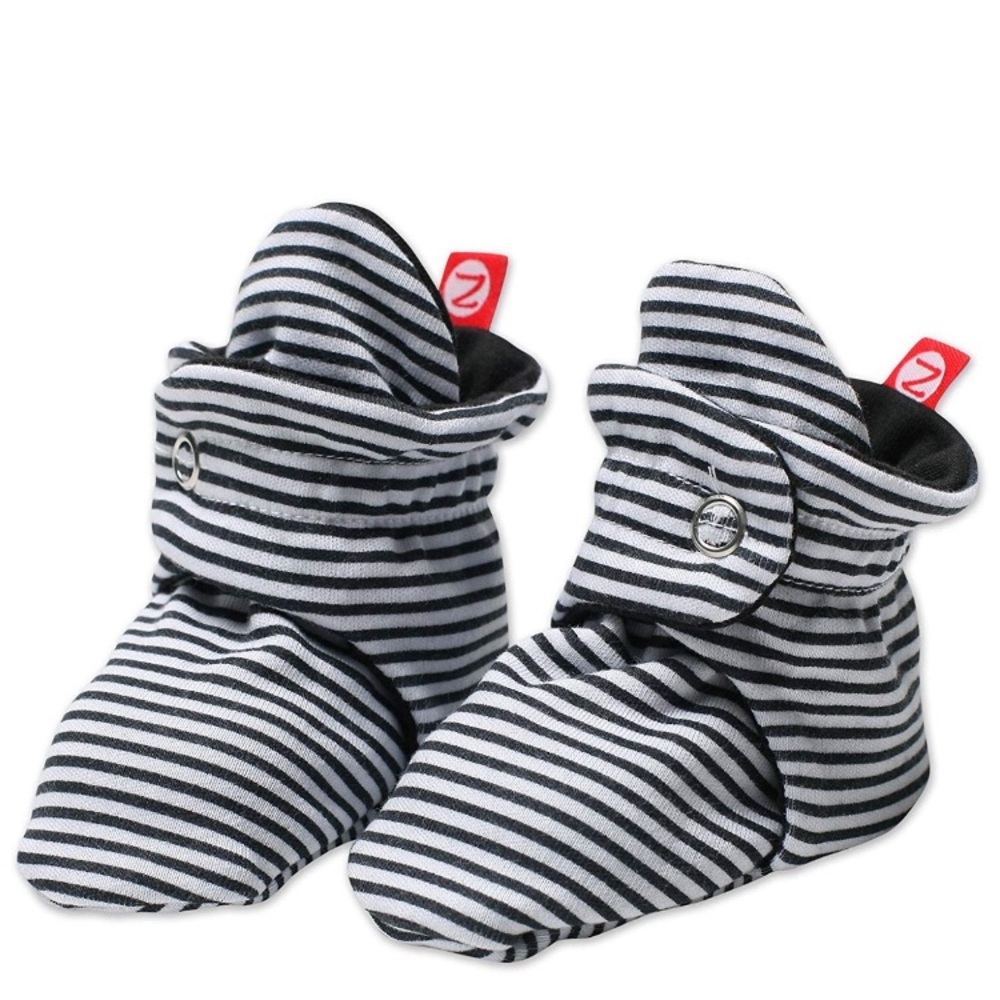 Zutano black and white stripe cotton bootie